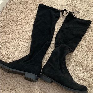 Over the knee black tall boots